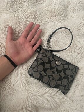 Coach Black and Cream Signature Wristlet